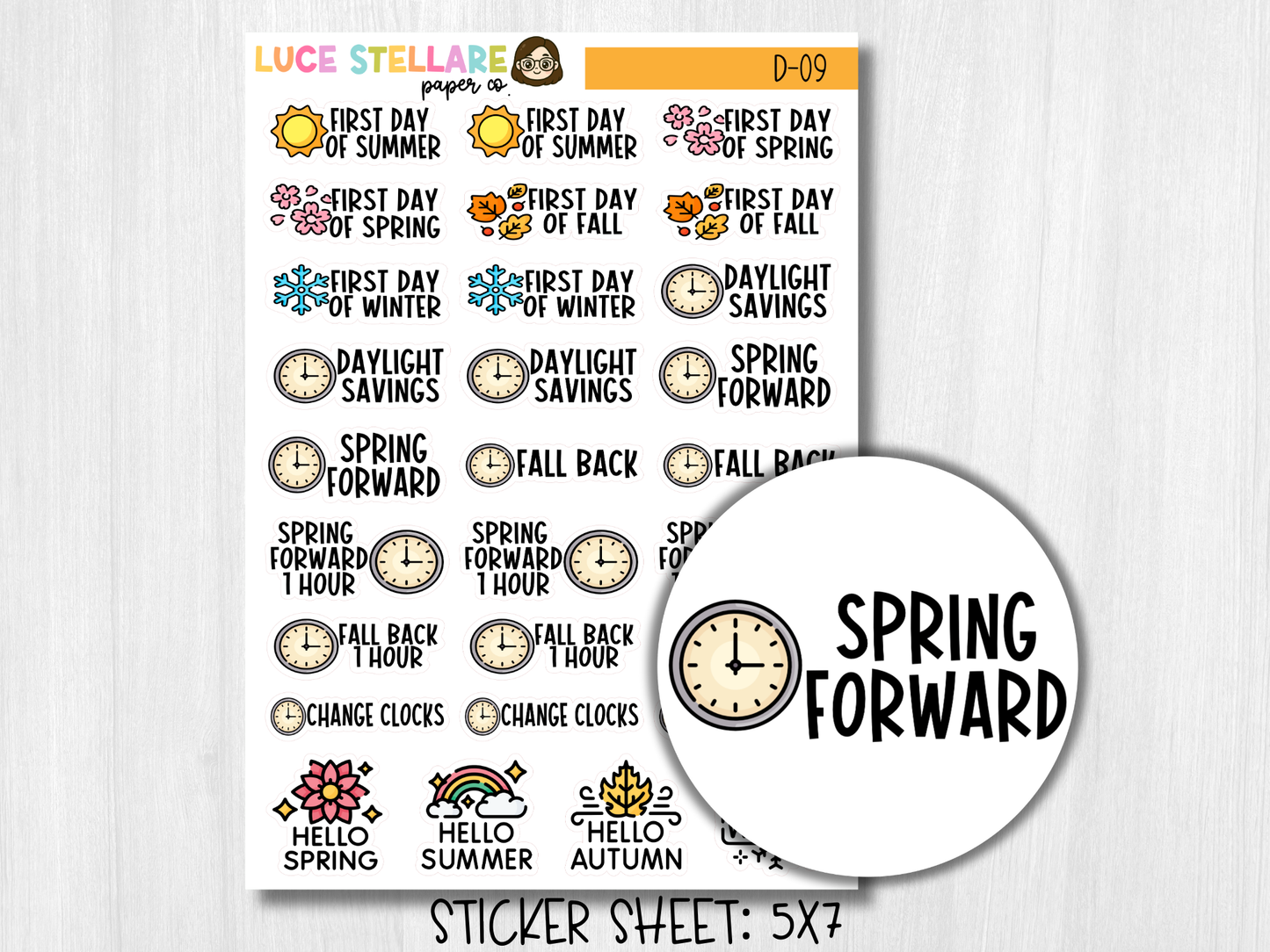 Daylight Savings Planner Stickers / D-09