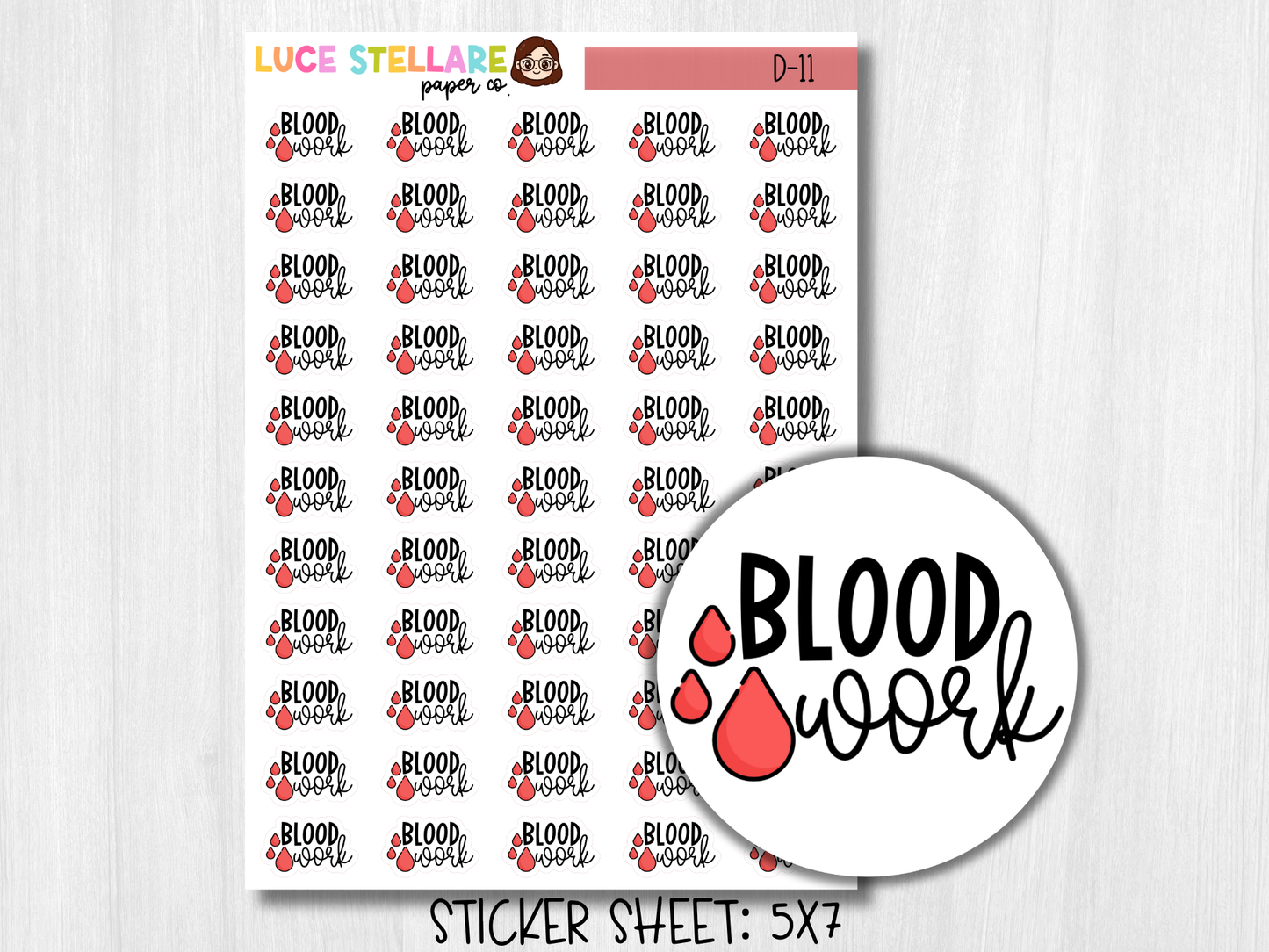 Blood Work Planner Stickers / D-11