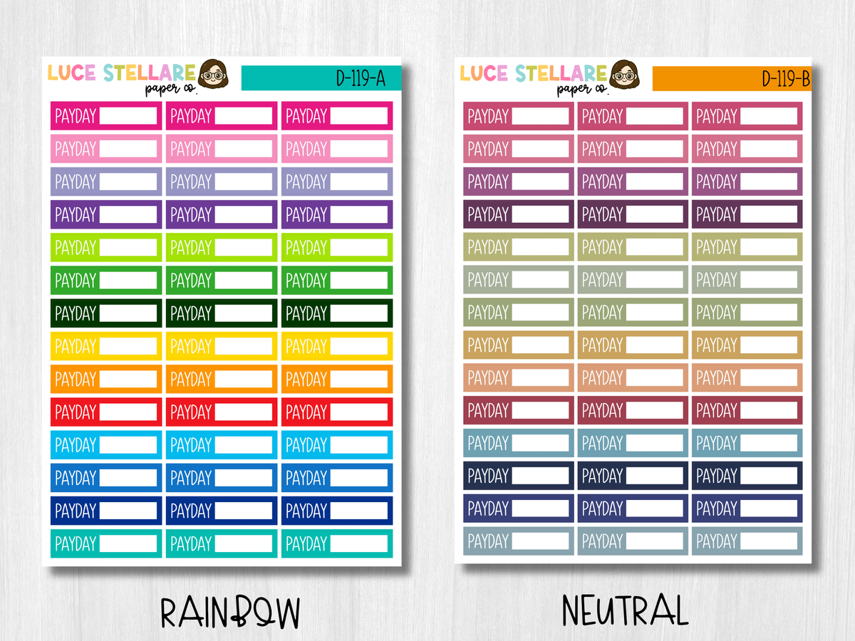Payday Boxes Planner Stickers / D-119