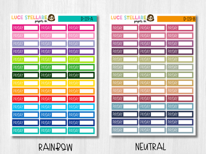 Payday Boxes Planner Stickers / D-119