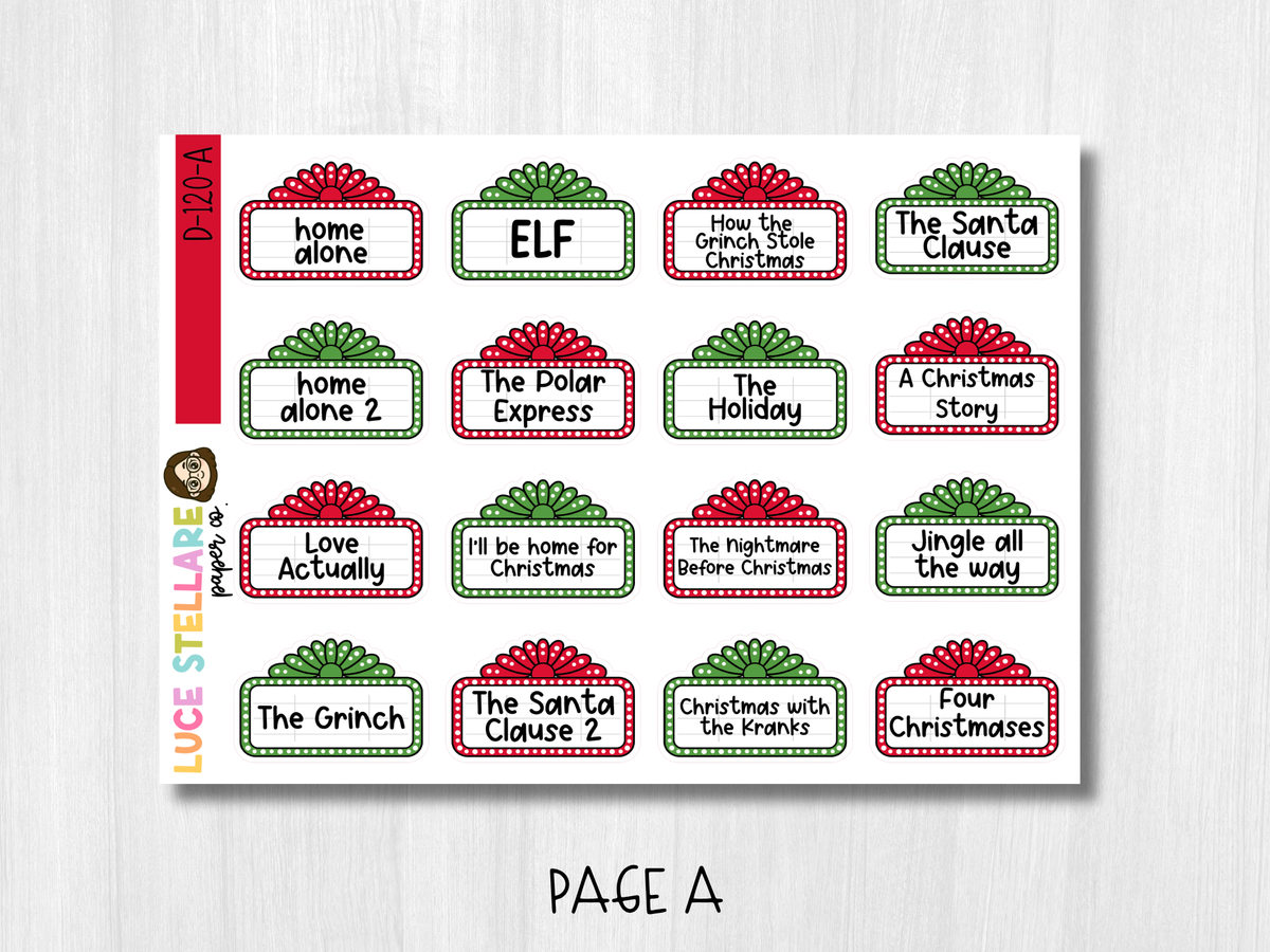 Christmas Movie Bucket List Planner Stickers / D-120
