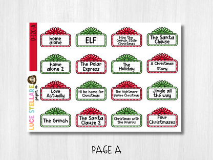 Christmas Movie Bucket List Planner Stickers / D-120