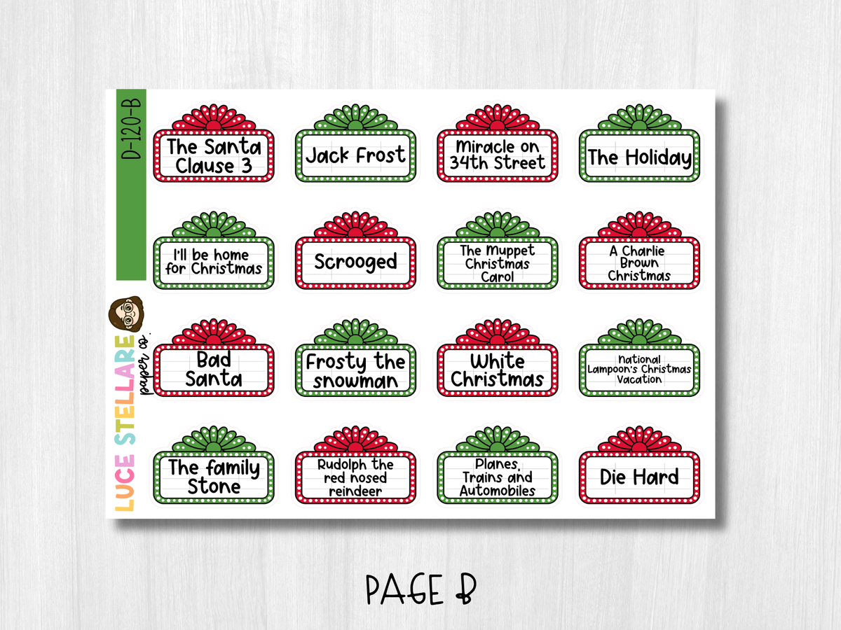 Christmas Movie Bucket List Planner Stickers / D-120