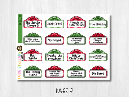 Christmas Movie Bucket List Planner Stickers / D-120