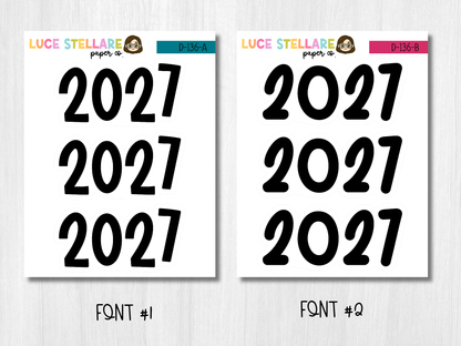 Large 2027 Year Planner Stickers / D-136