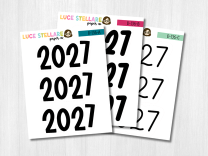 Large 2027 Year Planner Stickers / D-136