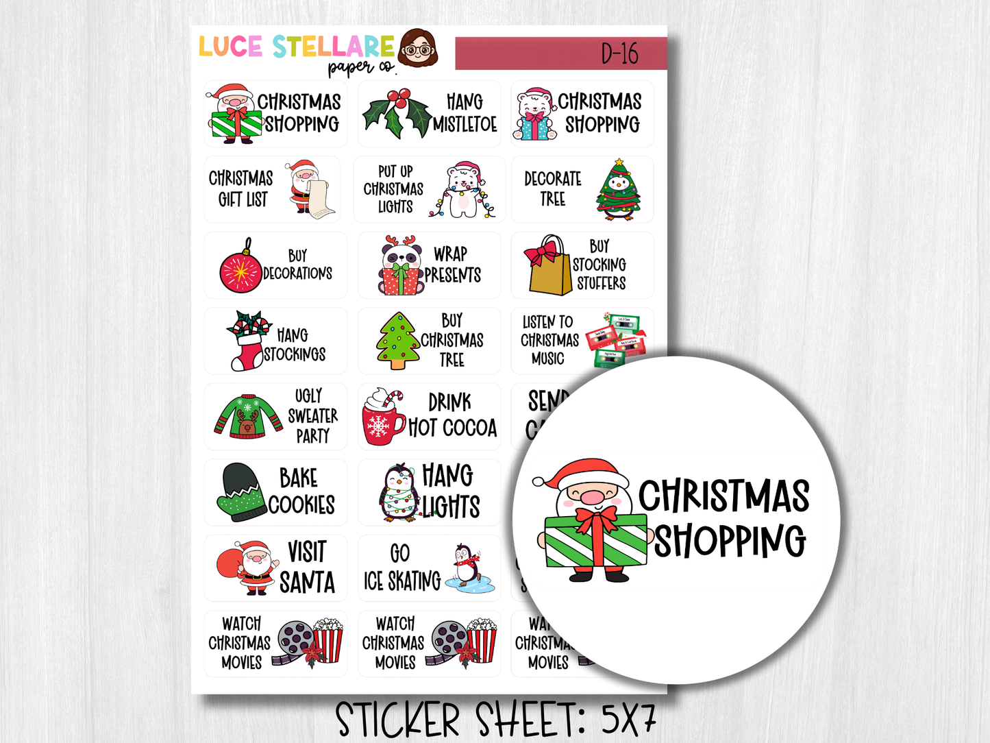 Christmas Planning Planner Stickers / D-16