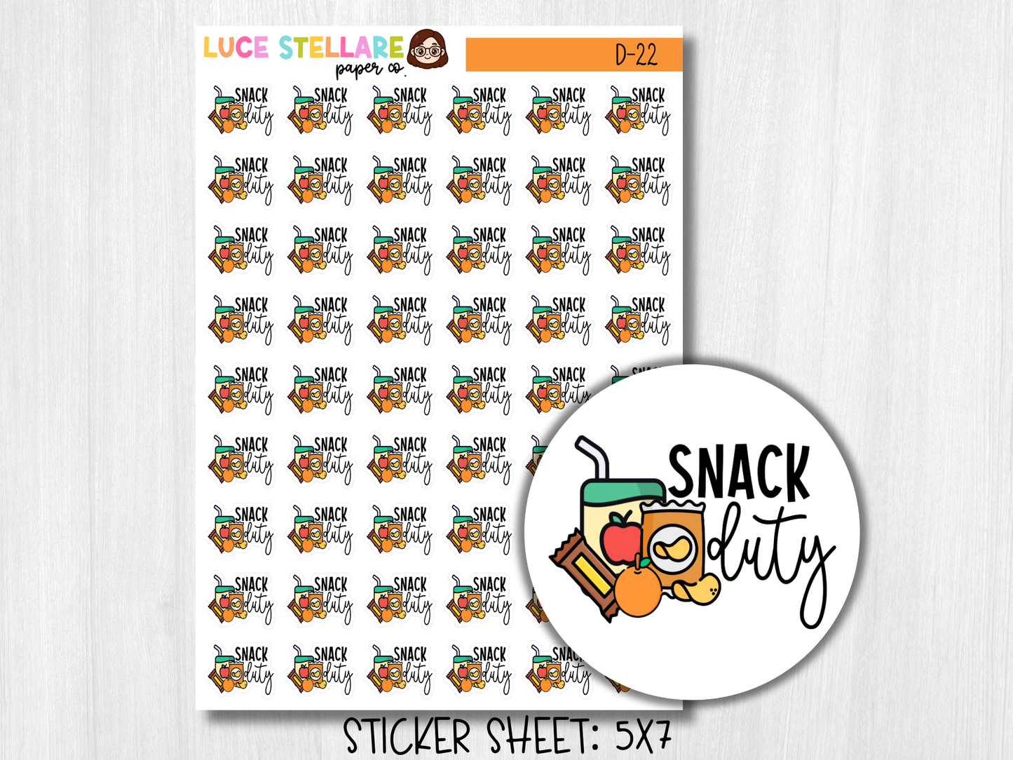Snack Duty Planner Stickers / D-22