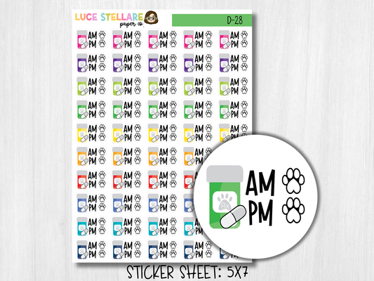 Pet medication Tracker Planner Stickers / D-28