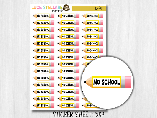 No School Pencil Planner Stickers / D-29