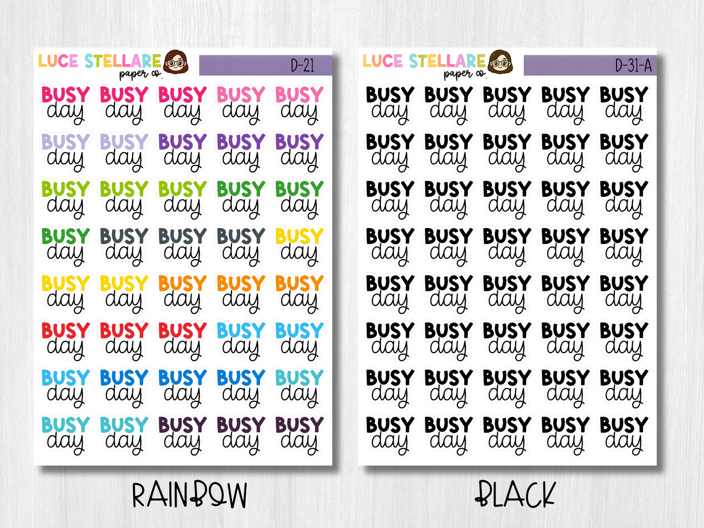 Busy Day Script Planner Stickers / D-31