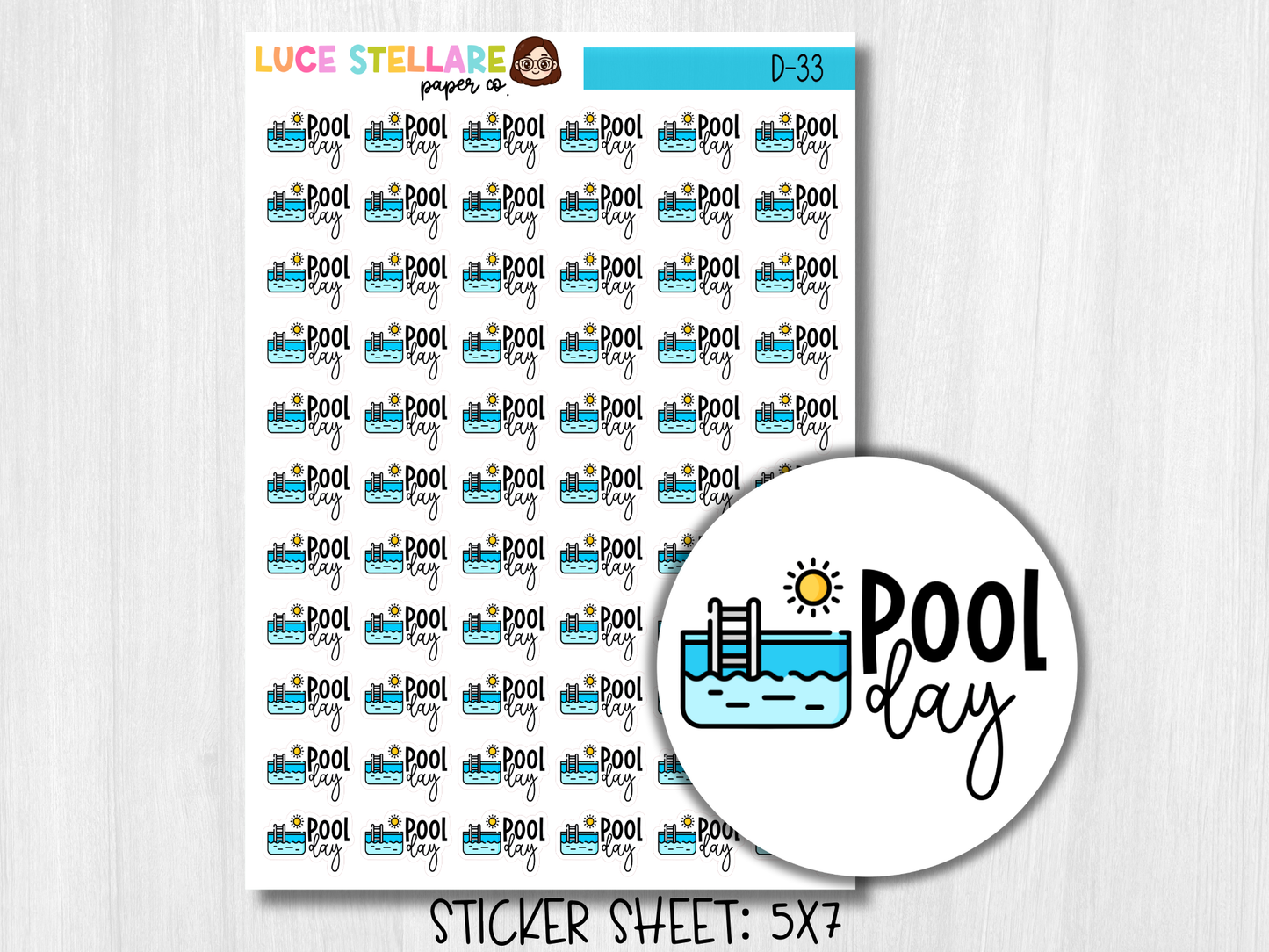 Pool Day Planner Stickers / D-33