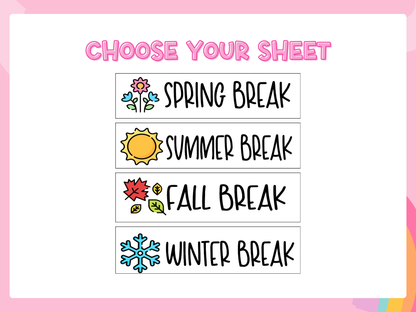 School Break Planner Stickers / D-36