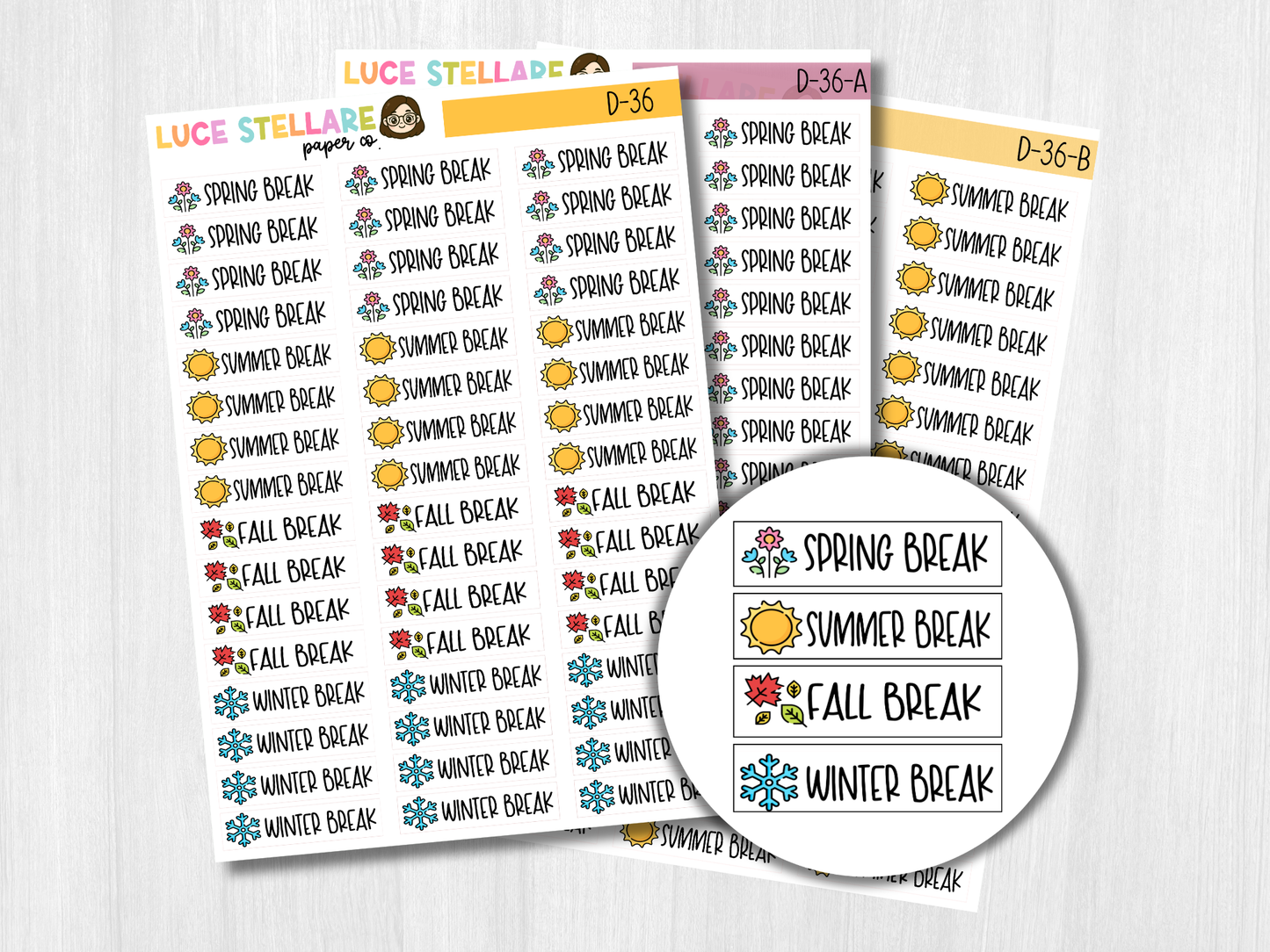 School Break Planner Stickers / D-36