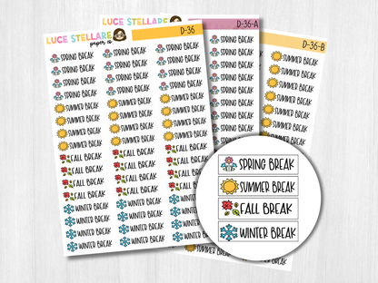 School Break Planner Stickers / D-36
