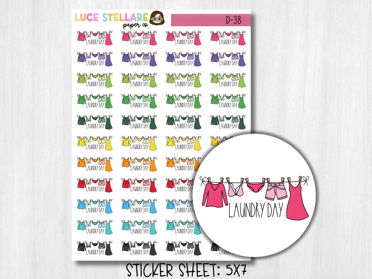 Laundry Day Planner Stickers / D-38