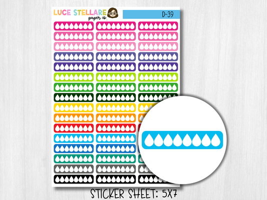 Water Tracker Planner Stickers / D-39
