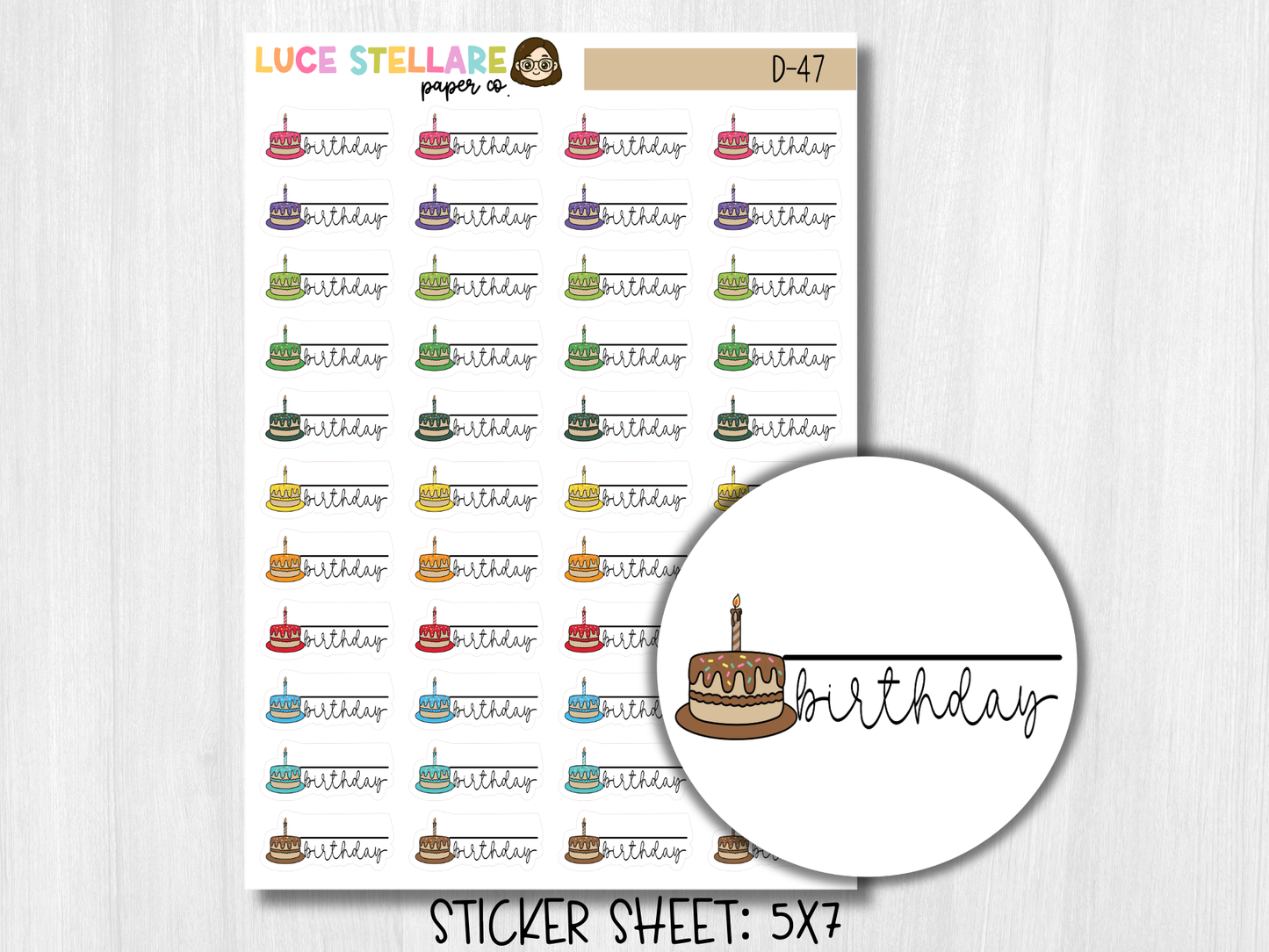 Birthday Tracker Planner Stickers / D-47
