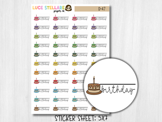 Birthday Tracker Planner Stickers / D-47