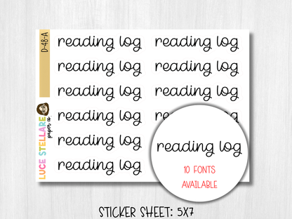 Reading Log Script Header Planner Stickers /D-48