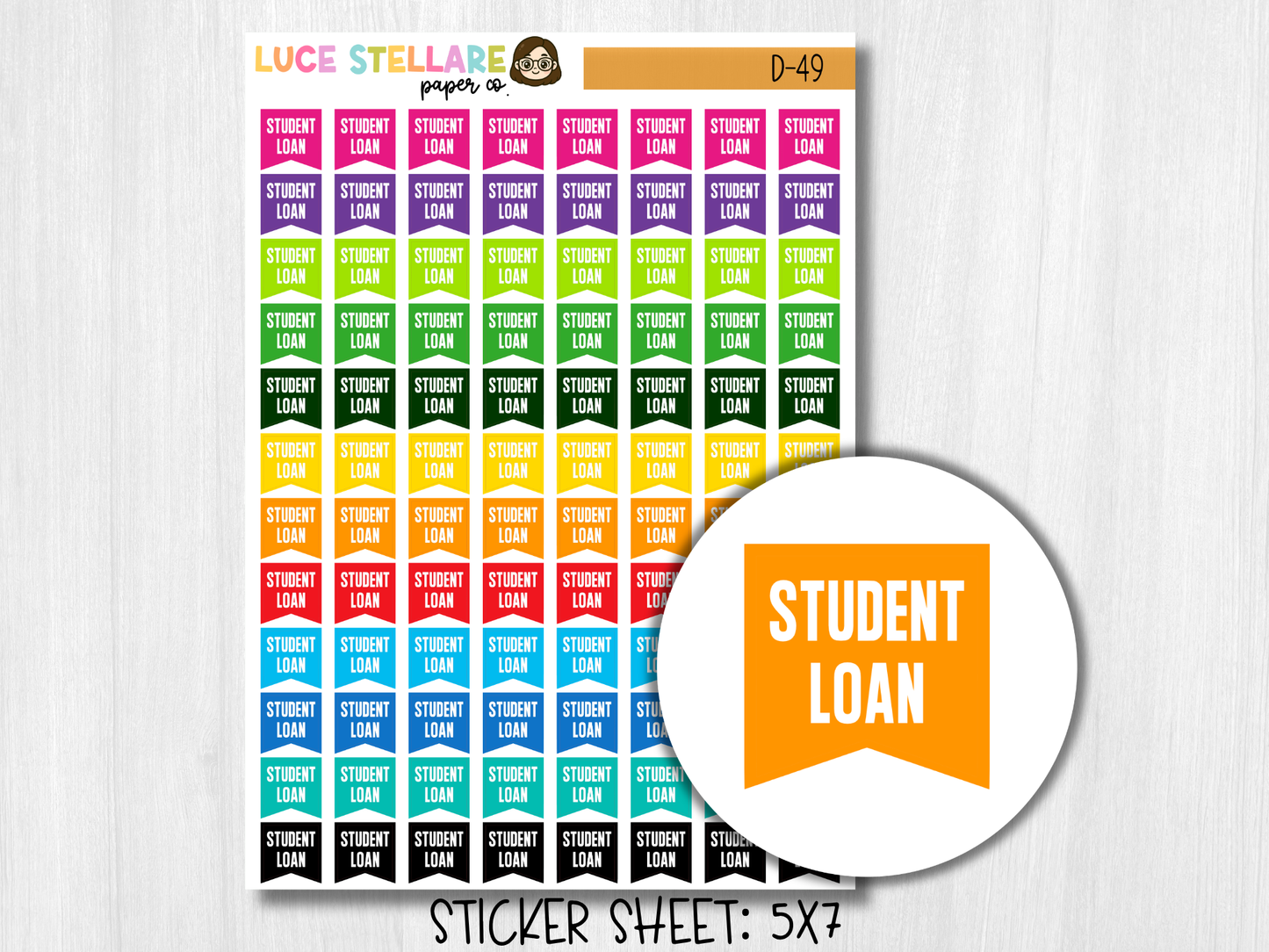 Student Loan Flag Planner Stickers / D-49