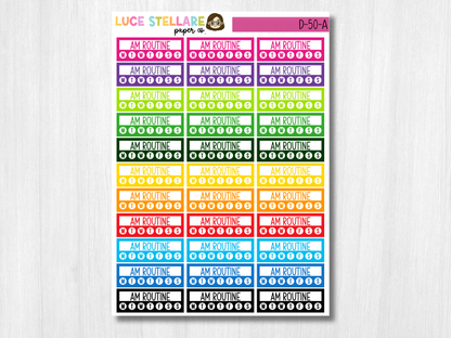 AM/PM Routine Tracker Planner Stickers / D-50