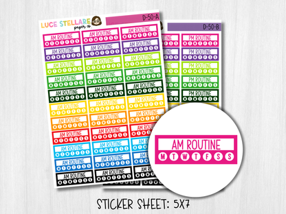 AM/PM Routine Tracker Planner Stickers / D-50