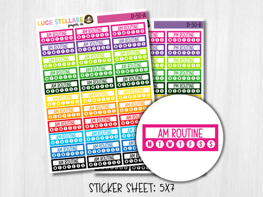 AM/PM Routine Tracker Planner Stickers / D-50