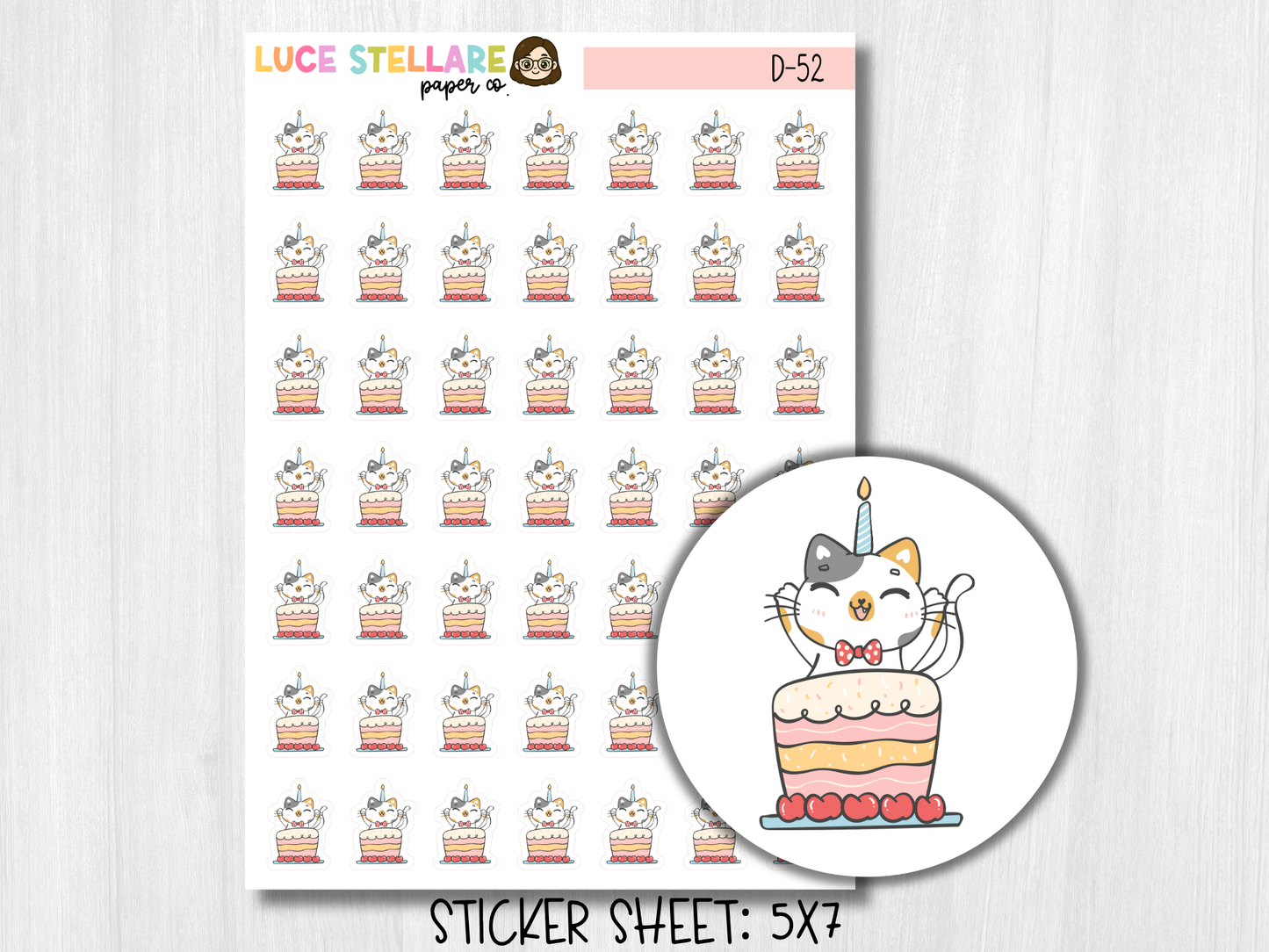 Birthday Cat Planner Stickers / D-52