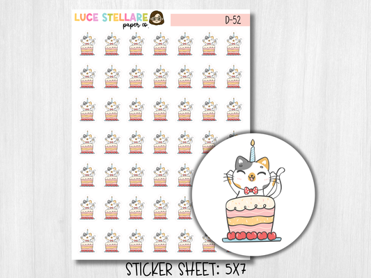 Birthday Cat Planner Stickers / D-52