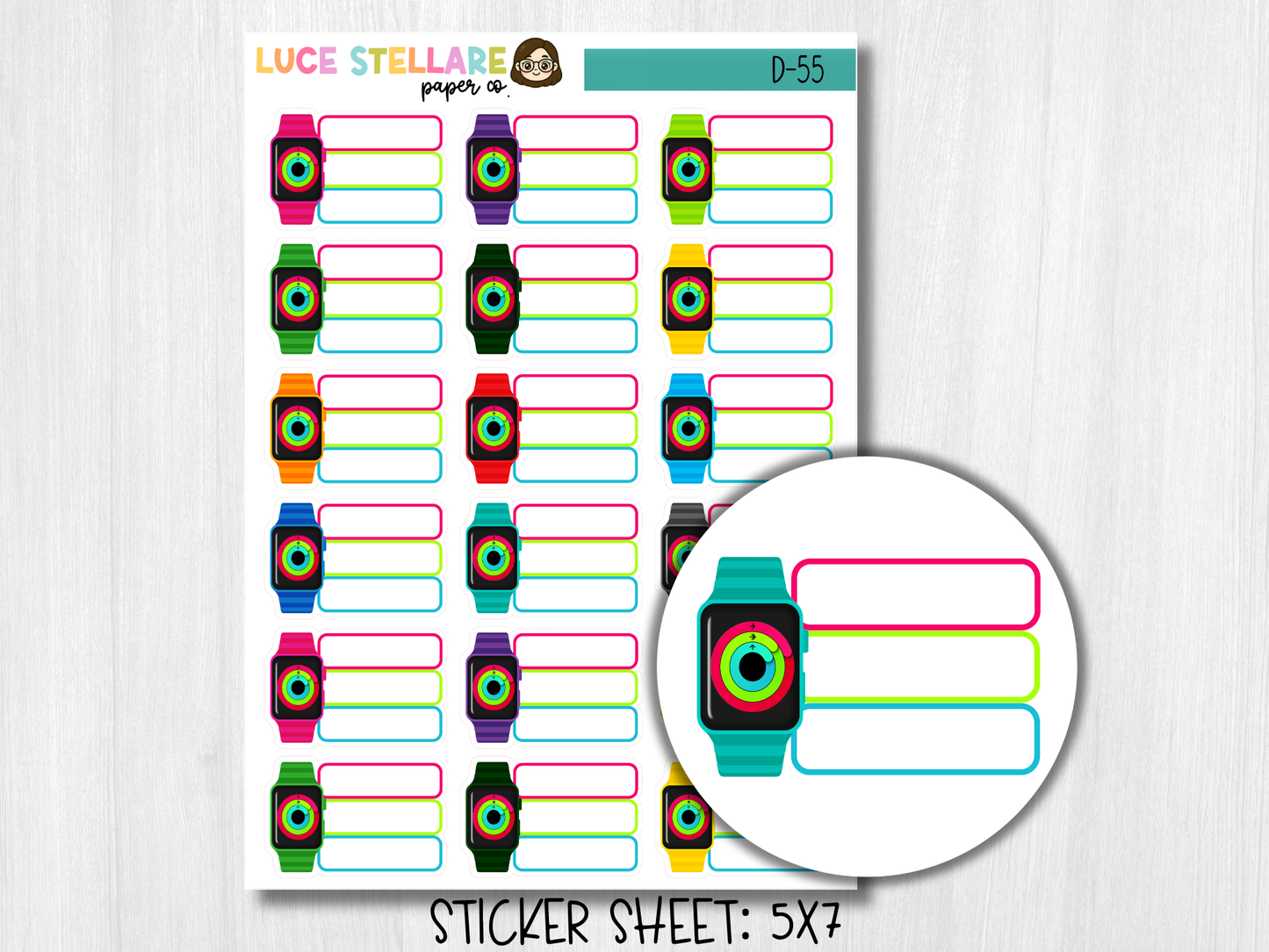 Fitness Watch Tracker Planner Stickers / D-55