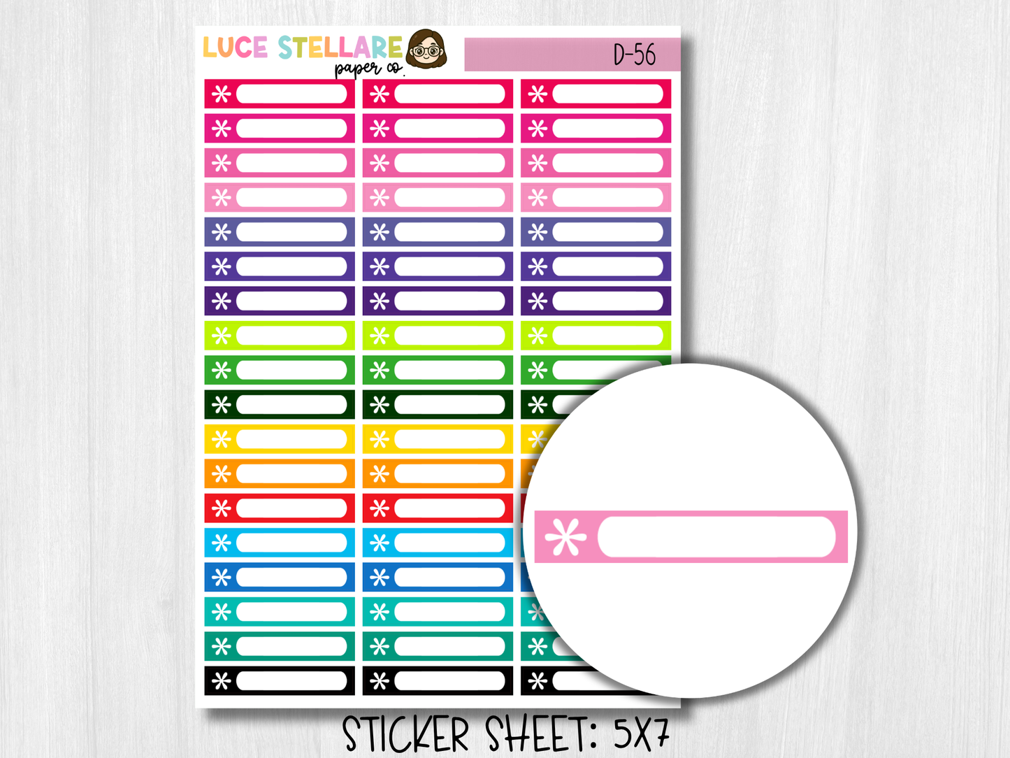 Asterisk Header Box Planner Stickers / D-56