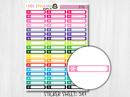 Asterisk Header Box Planner Stickers / D-56