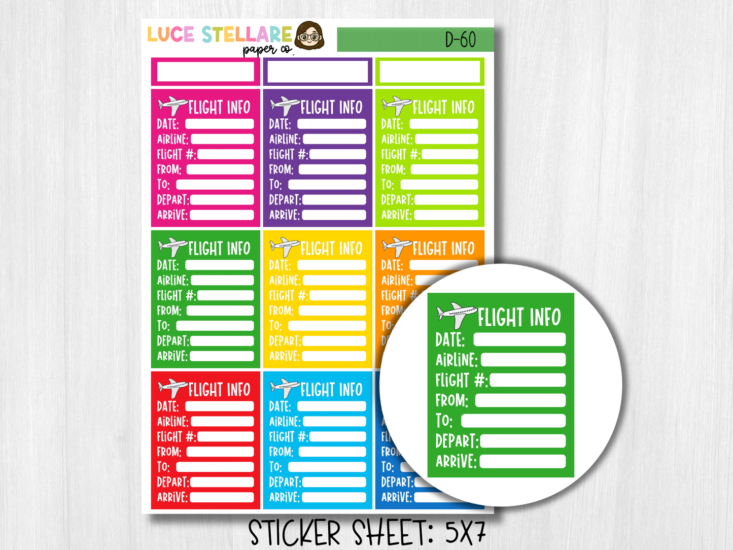 Flight Tracker Planner Stickers  / D-60