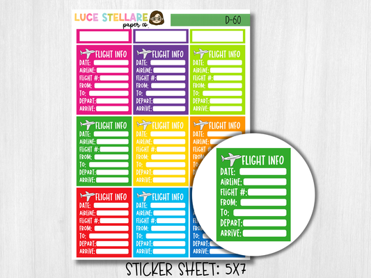 Flight Tracker Planner Stickers  / D-60