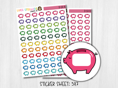 Piggy Bank Tracker Planner Stickers / D-64