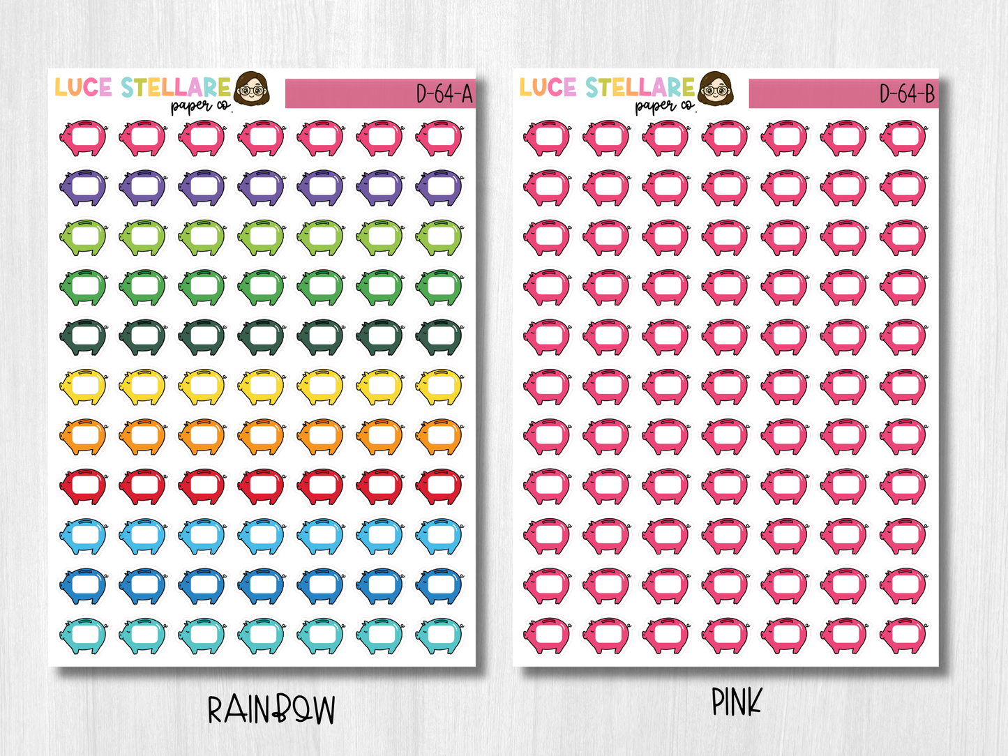 Piggy Bank Tracker Planner Stickers / D-64