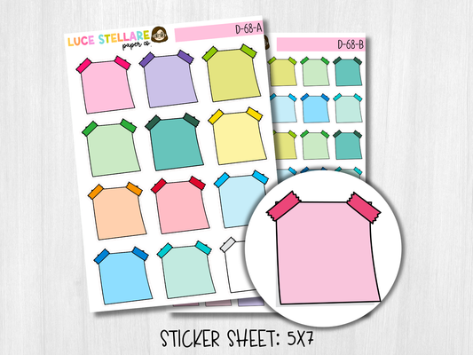 Sticky Notes Planner Stickers / D-68