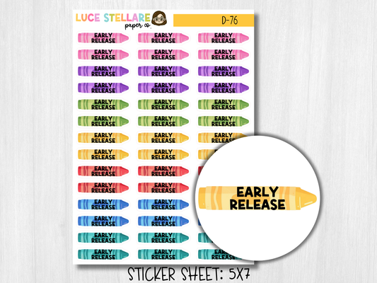 Early Release Crayon Planner Stickers / D-76