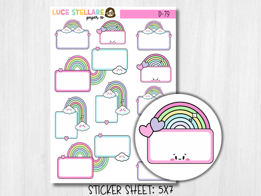 Rainbow Functional Boxes Planner Stickers / D-79