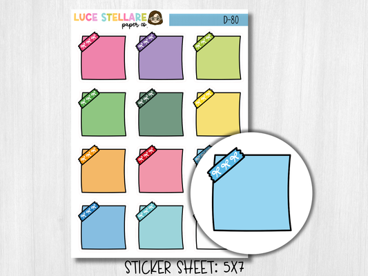 Sticky Notes Planner Stickers / D-80