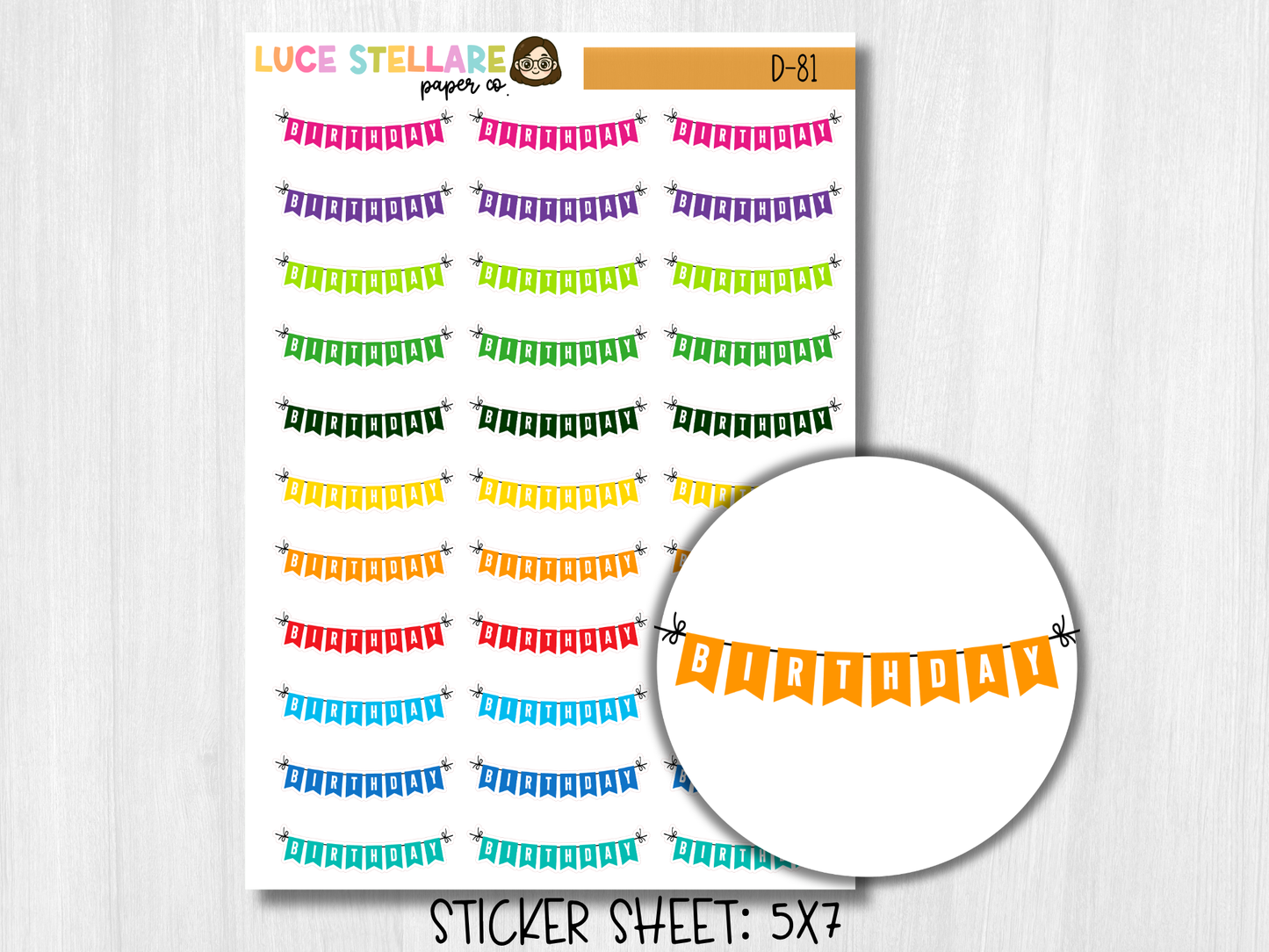 Birthday Banner Planner Stickers /D-81