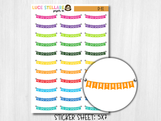 Birthday Banner Planner Stickers /D-81