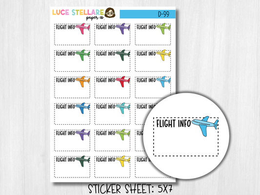 Flight Info Tracker Planner Stickers  / D-99