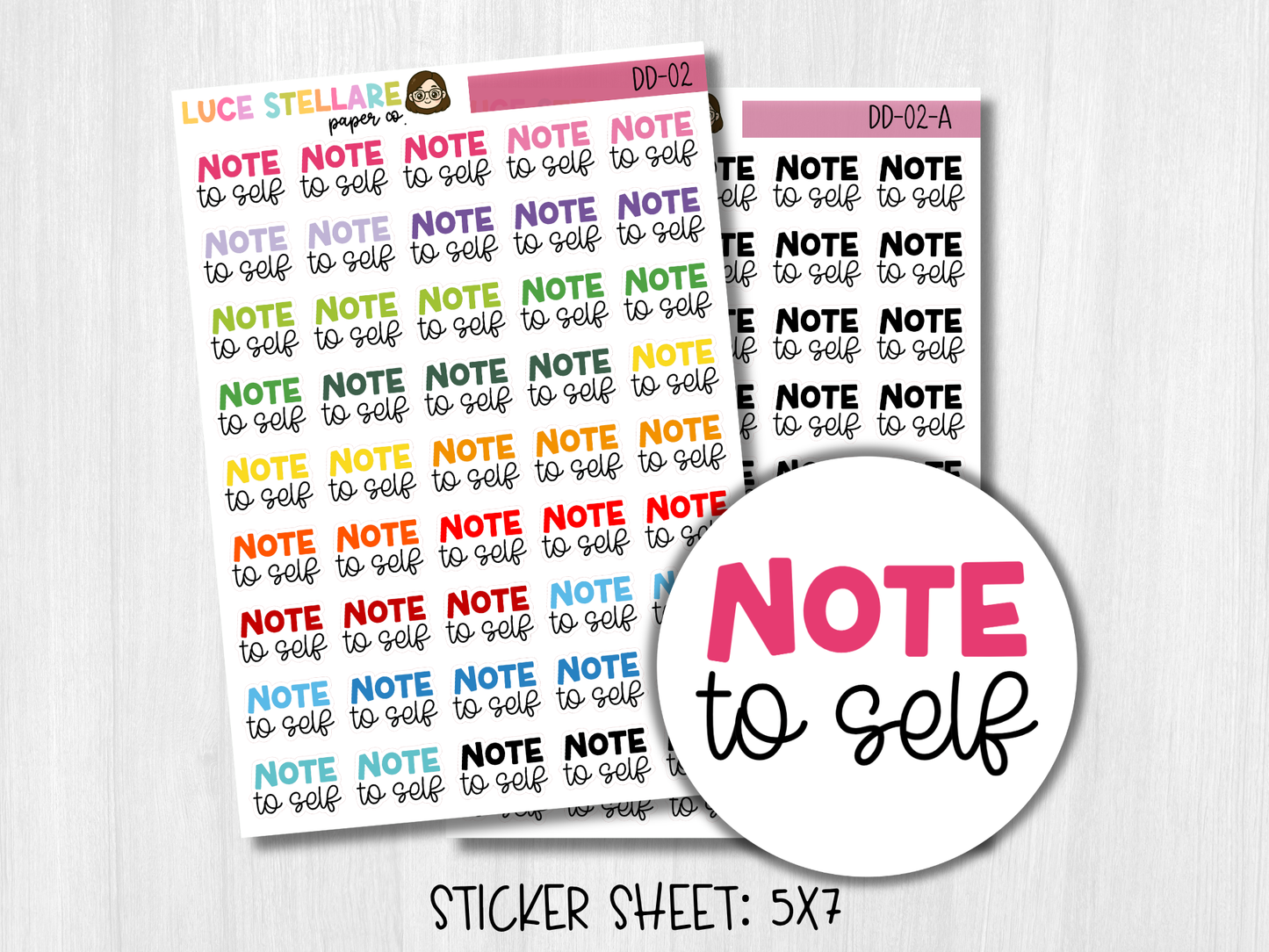 Note To Self Script Planner Stickers / DD-02