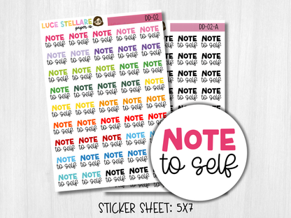 Note To Self Script Planner Stickers / DD-02