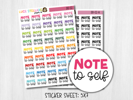 Note To Self Script Planner Stickers / DD-02