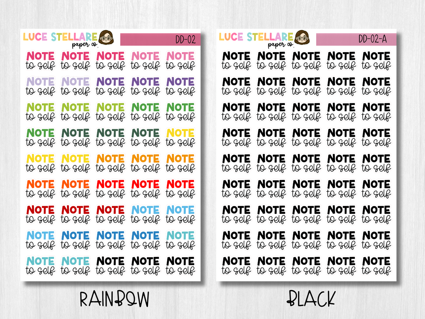 Note To Self Script Planner Stickers / DD-02
