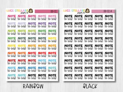 Note To Self Script Planner Stickers / DD-02