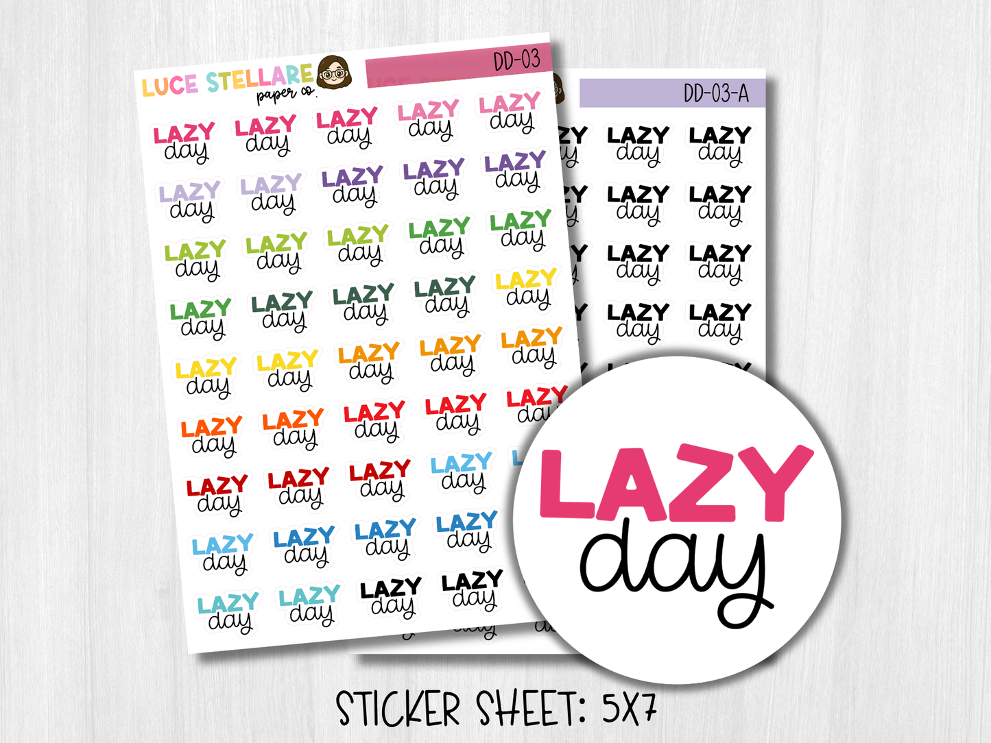 Lazy Day Script Planner Stickers / DD-03